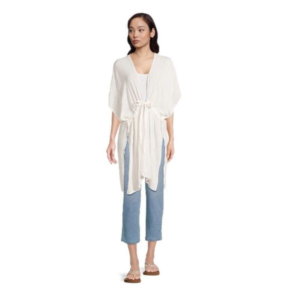Tie Front Layering Kimono Cardigan Coverup Size L/XL - Picture 5 of 7